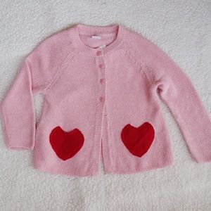 Gap Pink Heart Knit Cardigan 3T BRAND NEW